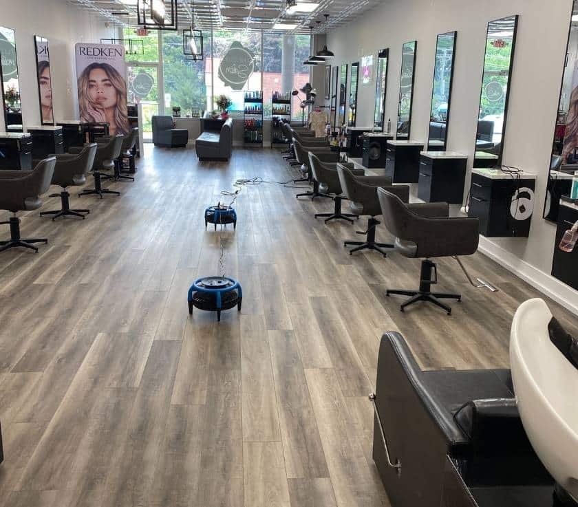 Commercial vinly floor cleaned by pure surface care