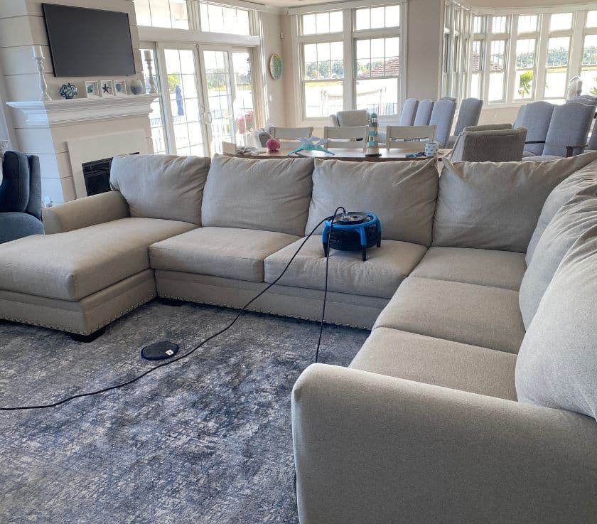 Sectional is Drying afer an odor removal job