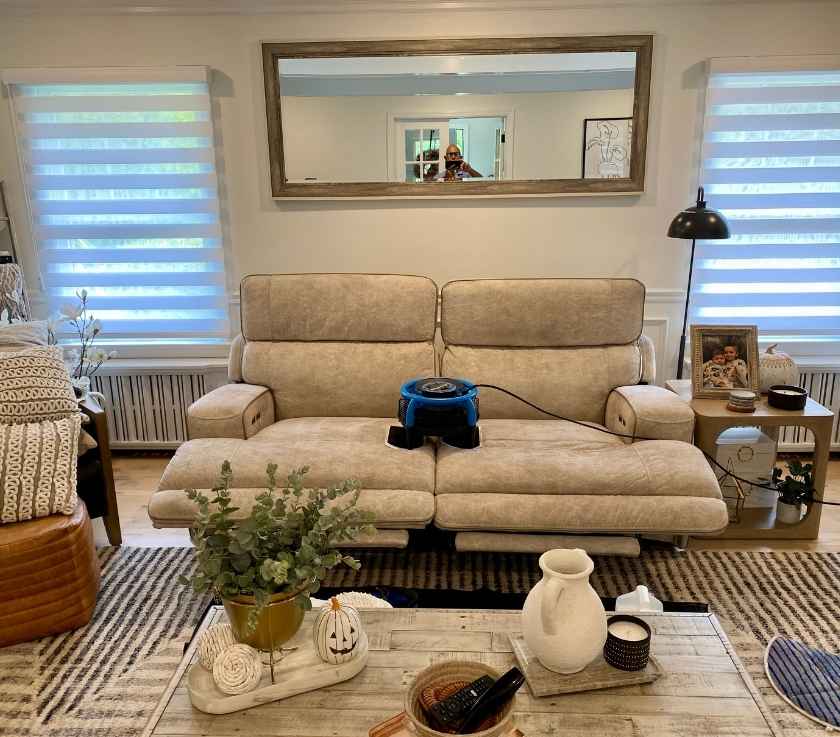 Upholstery cleaned and odor removed by Pure Surface Care